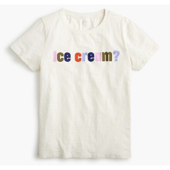 J. Crew Tops - J. Crew Women’s Ivory Graphic 'ice cream?' Tee Worn Once Sz M